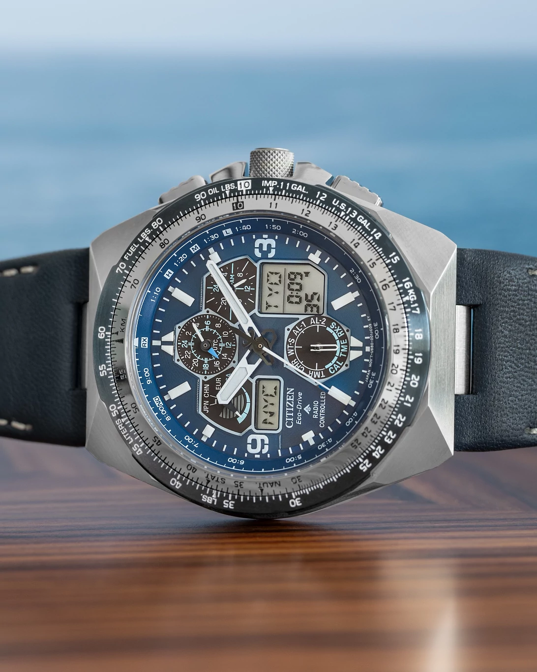 JY8148-08L Reloj Citizen Promaster Skyhawk A-T Eco-drive de hombre pulsera de cuero 46 mm
