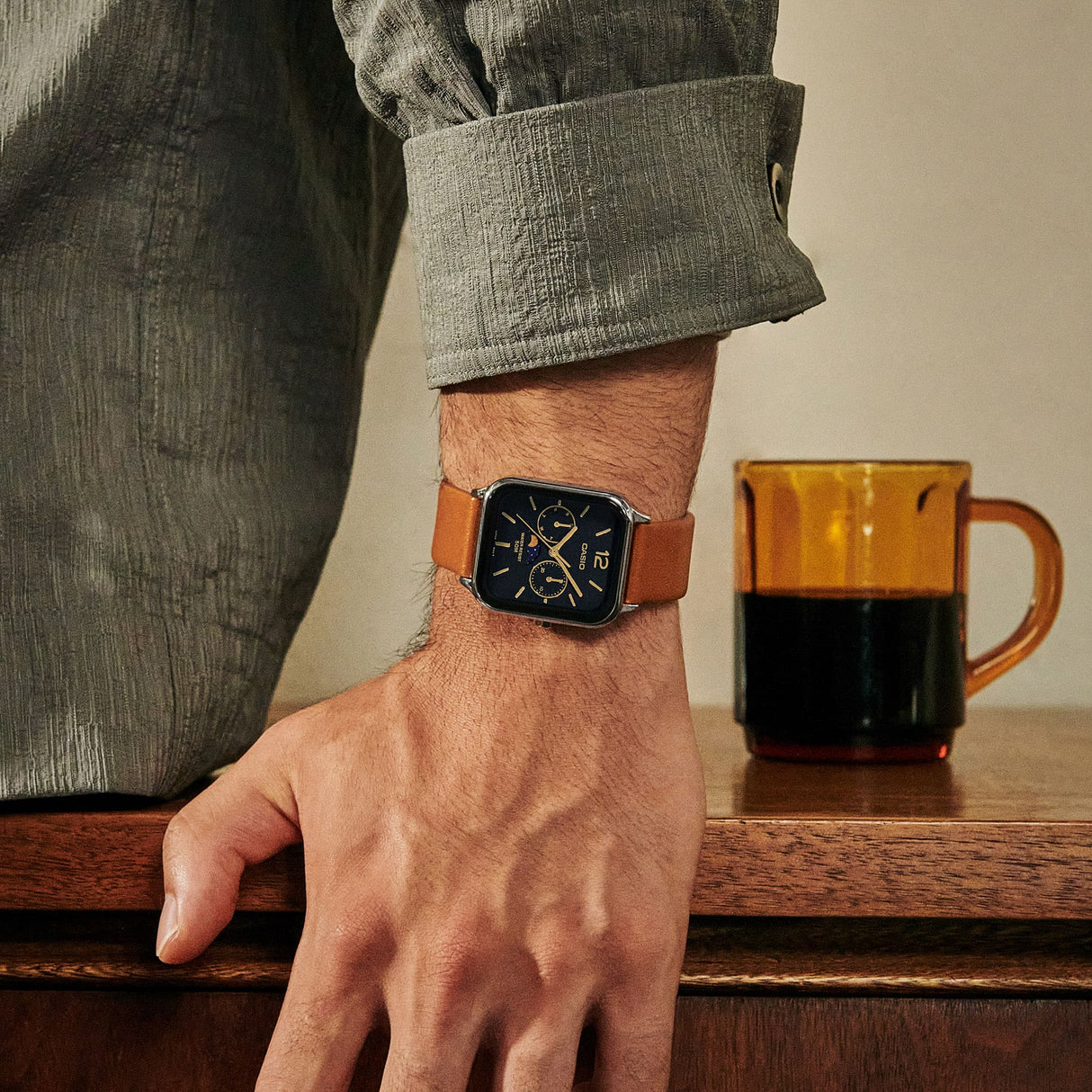 MTP-M305L-1AV Casio de hombre pulsera de cuero