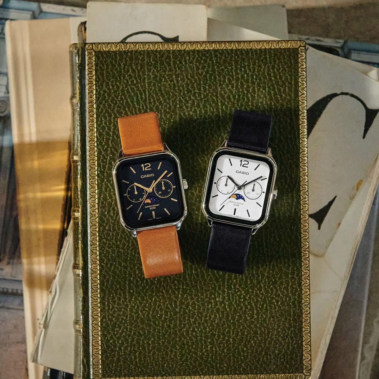 MTP-M305L-1AV Casio de hombre pulsera de cuero