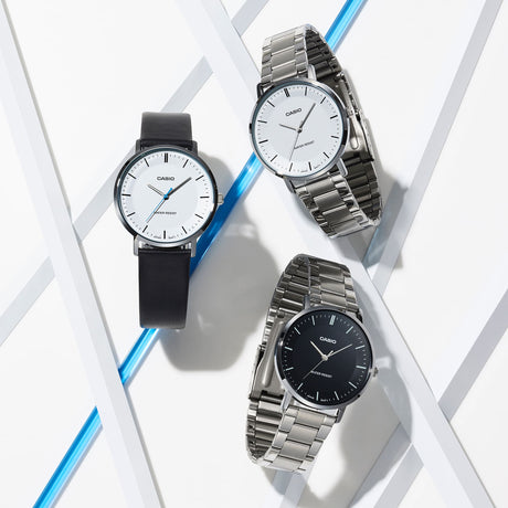 MTP-VT04D-1E Casio de hombre pulsera de acero inoxidable