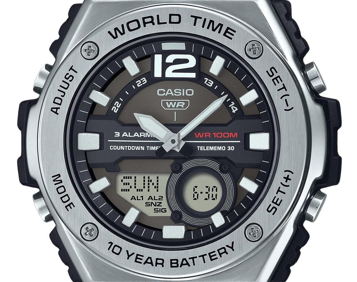 MWQ-100-1AV Casio Hora mundial, Telememo, 10 Años de Batería Reloj para Hombre