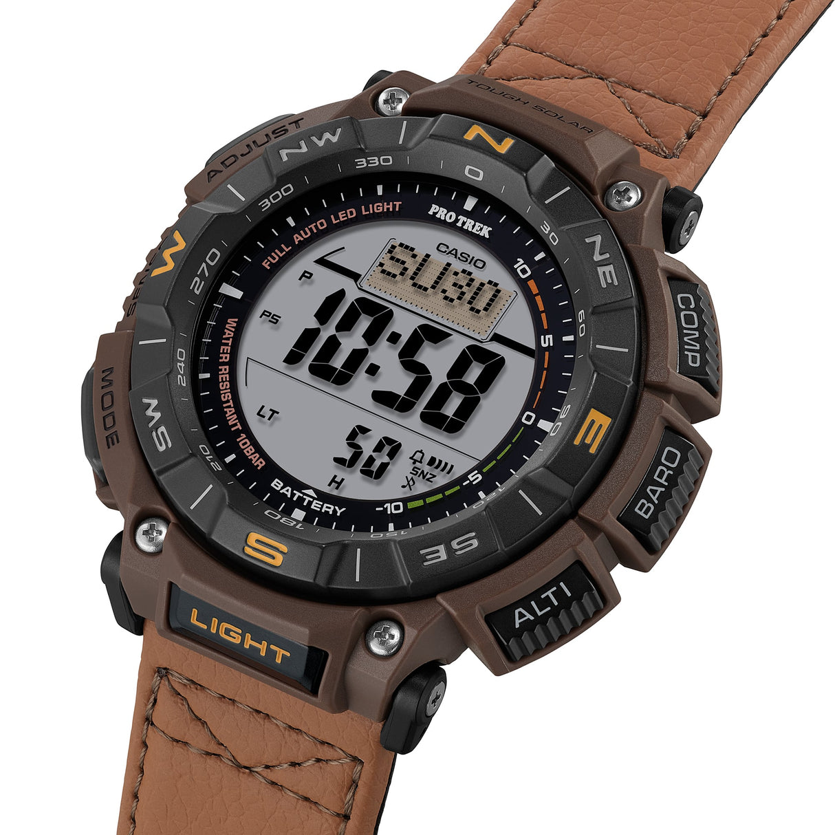 PRG-340L-5 Casio Pro-Trek de hombre pulsera de piel