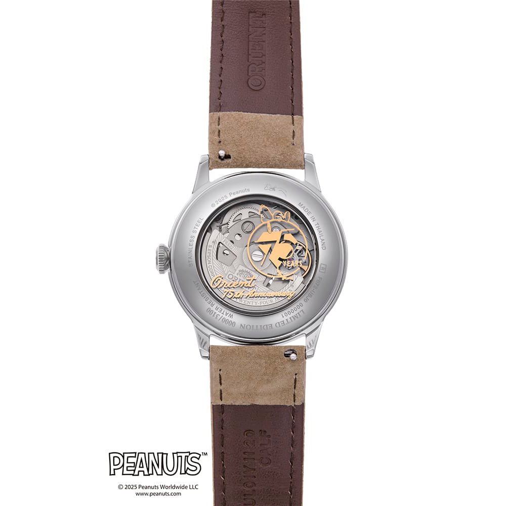 RA-AC0M17G Reloj Bambino x Snoopy Peanuts de hombre correa de cuero 38 mm