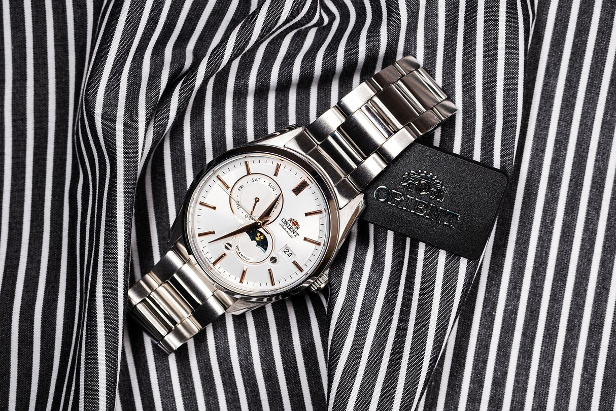 RA-AK0306S Reloj Orient Sun and Moon de caballero pulsera de metal