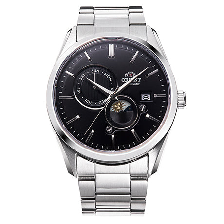 RA-AK0307B Reloj Orient sun and moon de hombre correa de acero inoxidable