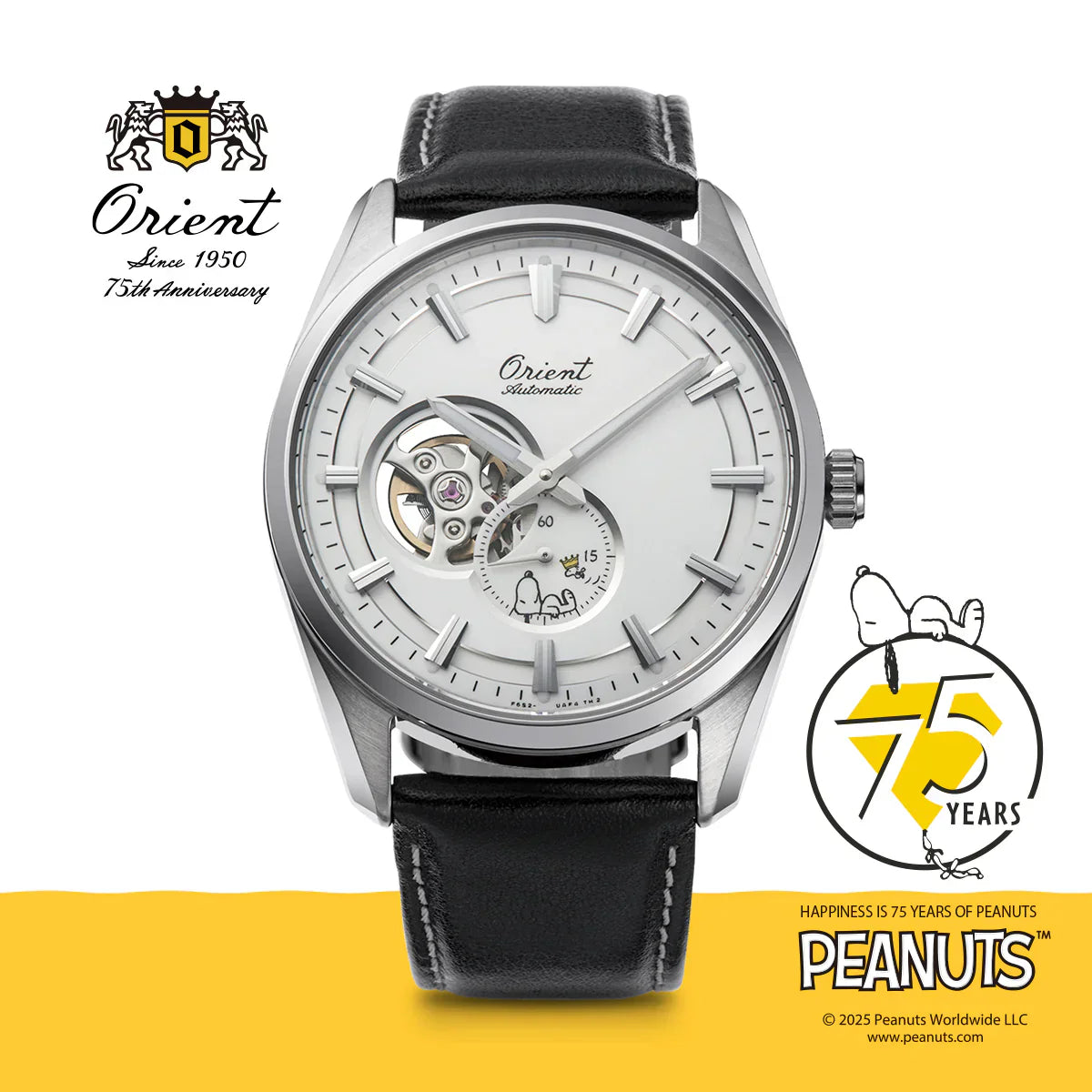 RA-AR0011S Reloj Orient Peanuts 75th Anniversary Corazón Abierto de hombre banda de piel
