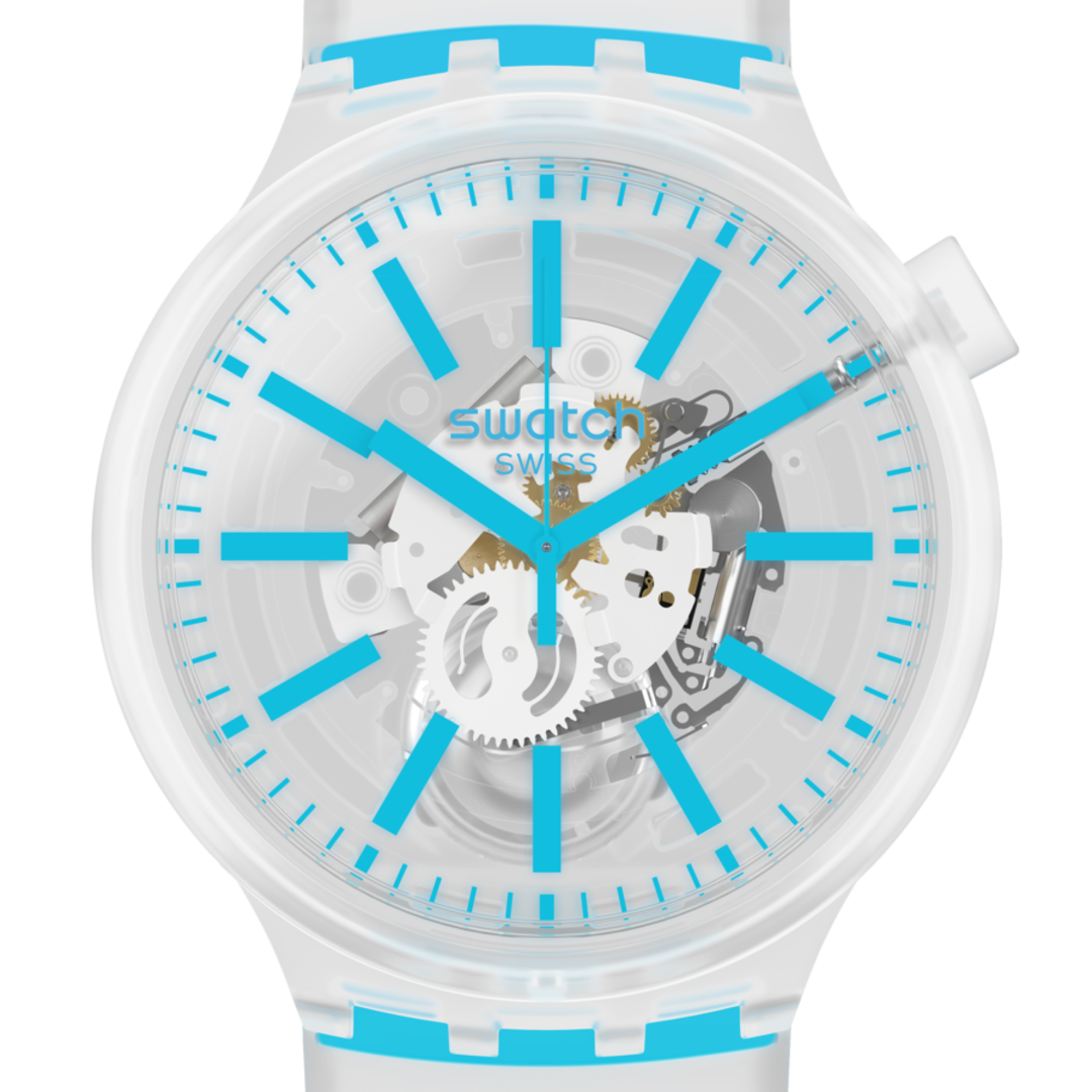 SO27E105 Reloj Swatch Big Bold BlueInJelly unisex correa de caucho
