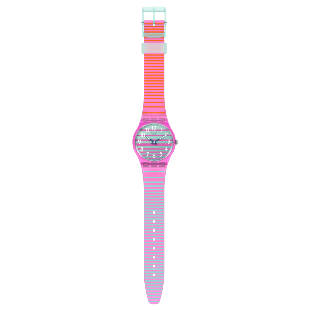 SO28P105 Reloj Swatch Electrifying Summer unisex banda de silicona