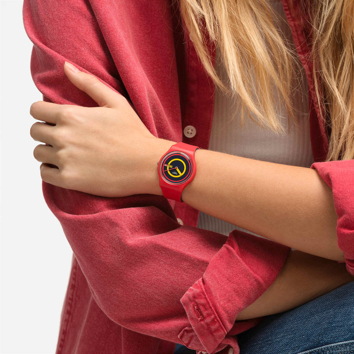 SO28R702 Reloj Swatch Concentric Red unisex banda de caucho
