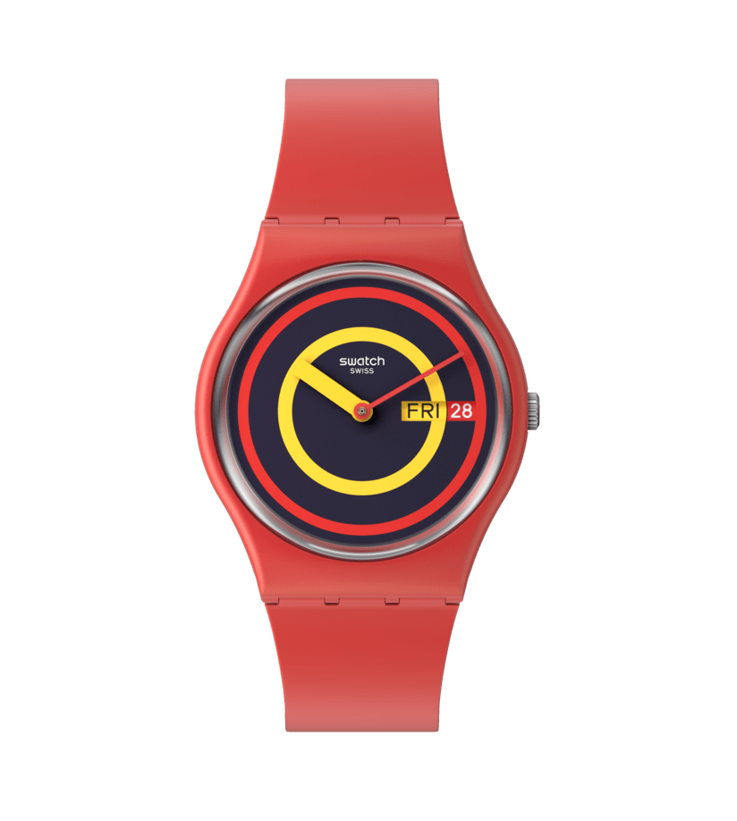 SO28R702 Reloj Swatch Concentric Red unisex banda de caucho