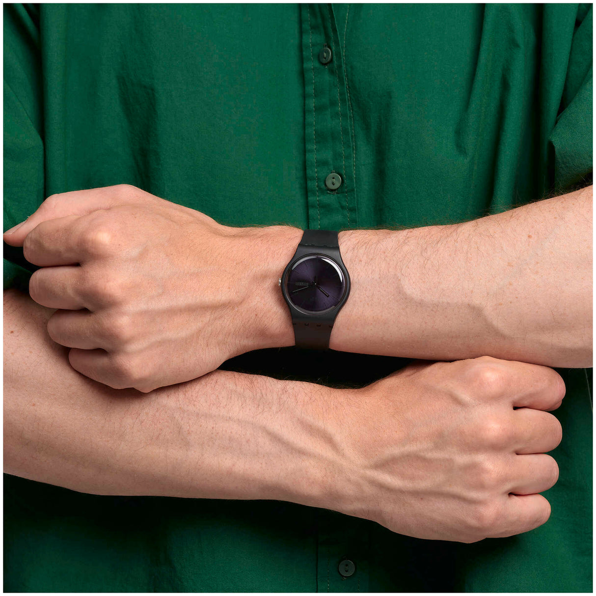 SO29B706 Reloj Swatch Black Rebel de hombre pulsera de caucho