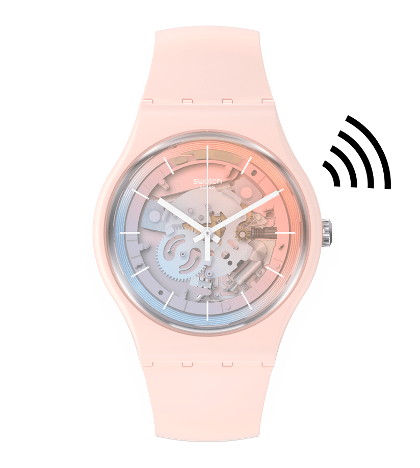 SO32P103-5300 Reloj Swatch Fleetingly Pink Pay! unisex pulsera de resina