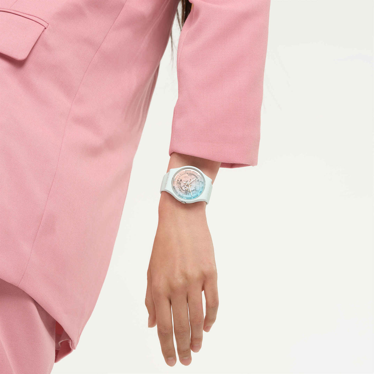 SO32S101 Reloj Swatch Fleetingly Iceblue Unisex de correa de caucho