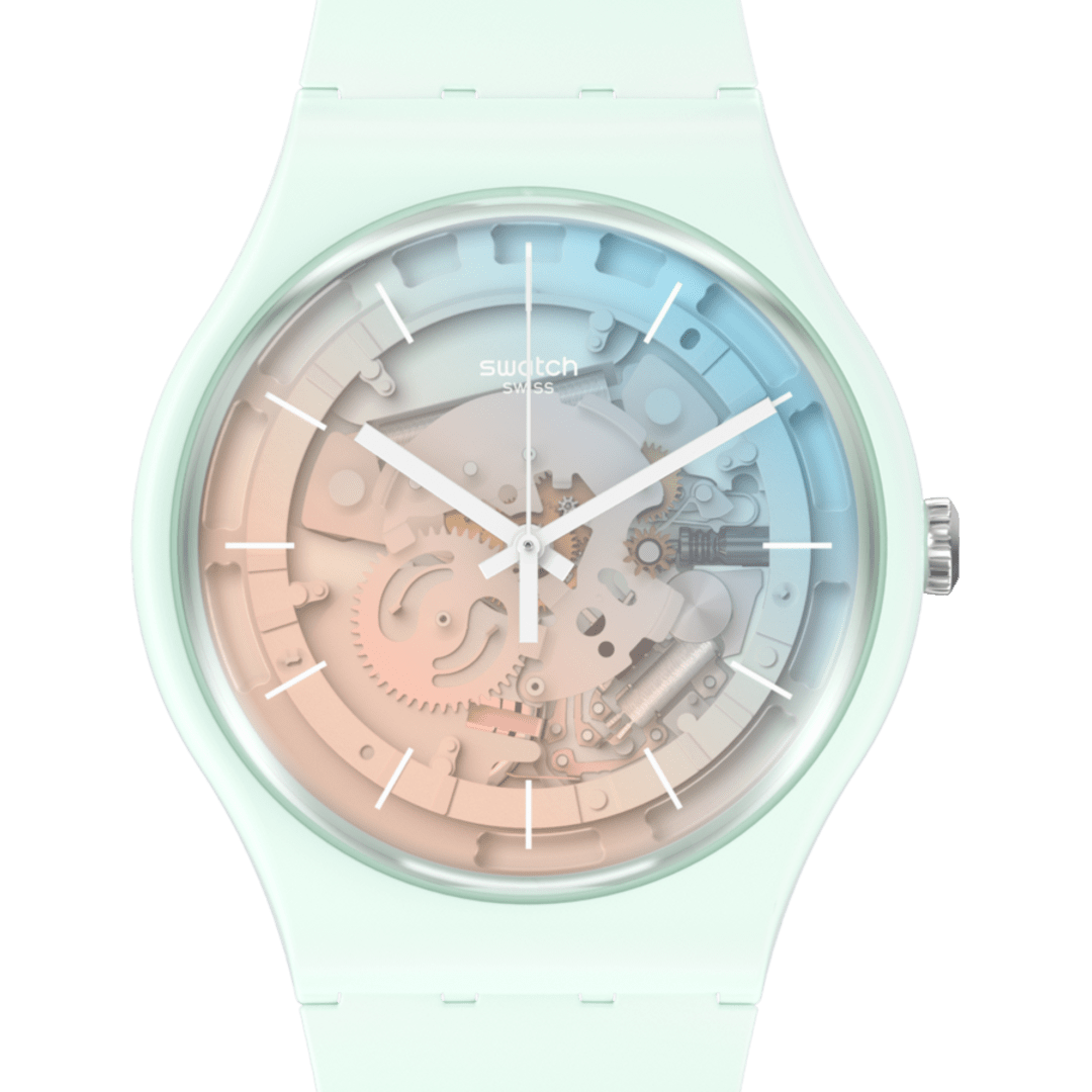 SO32S101 Reloj Swatch Fleetingly Iceblue Unisex de correa de caucho