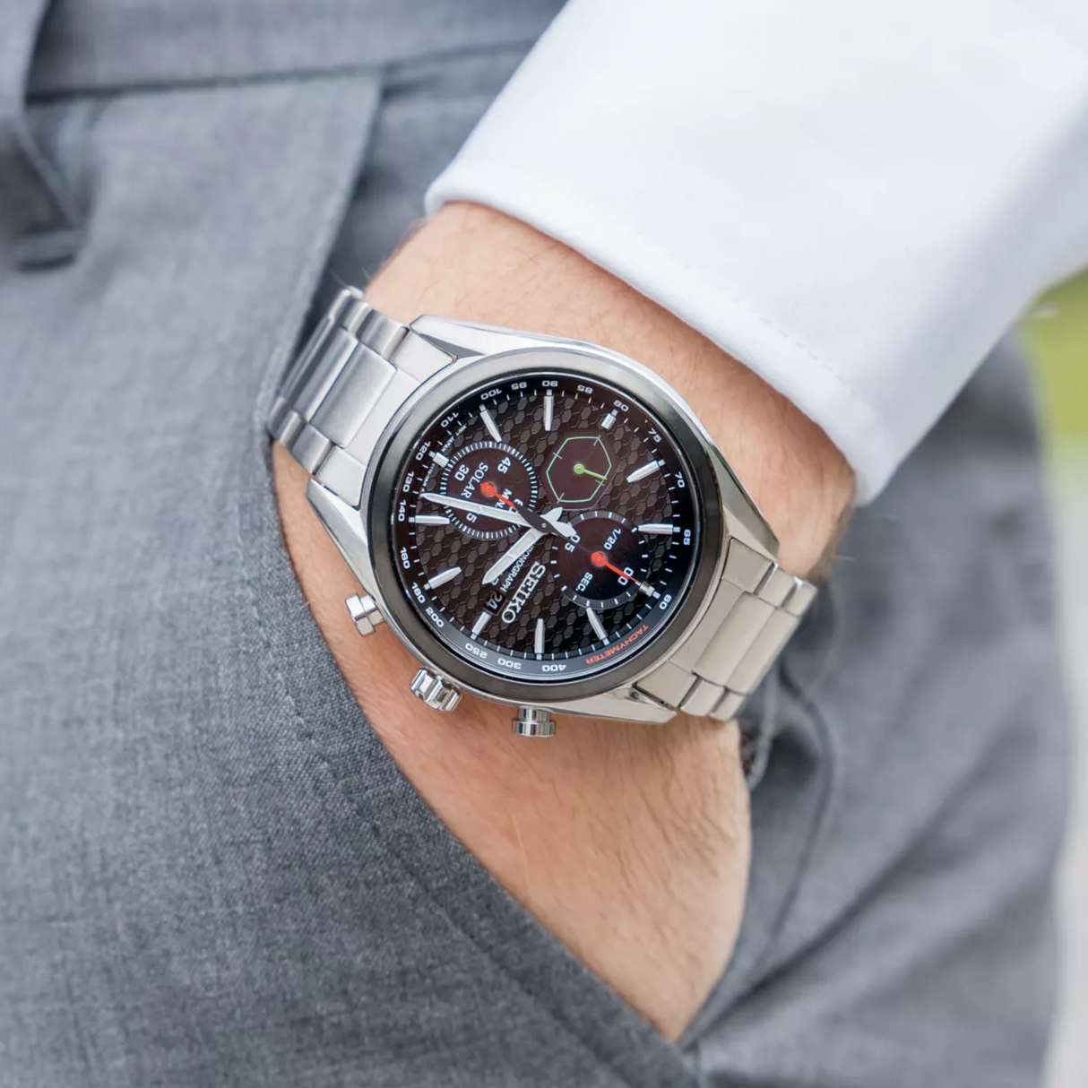 SSC803P1 Seiko Solar Reloj para caballero pulsera de metal