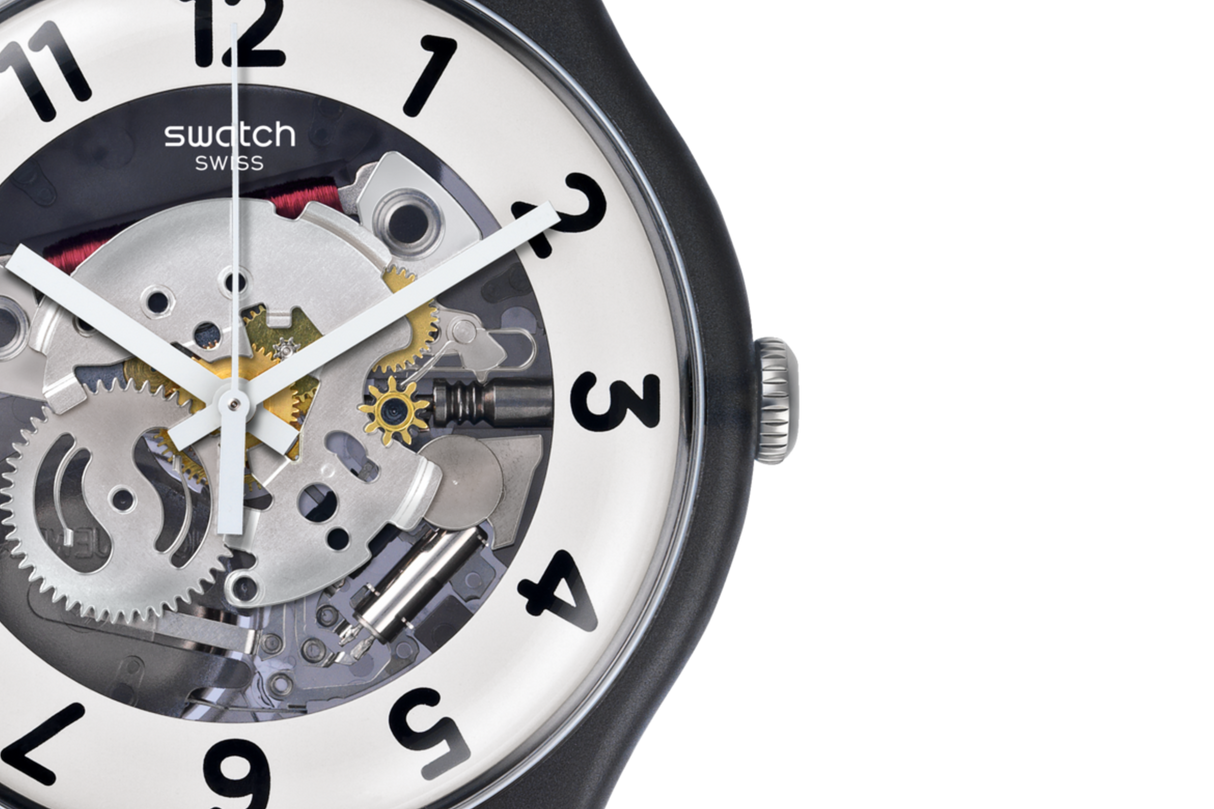 SUOB134 Swatch Skeletor de hombre pulsera de caucho