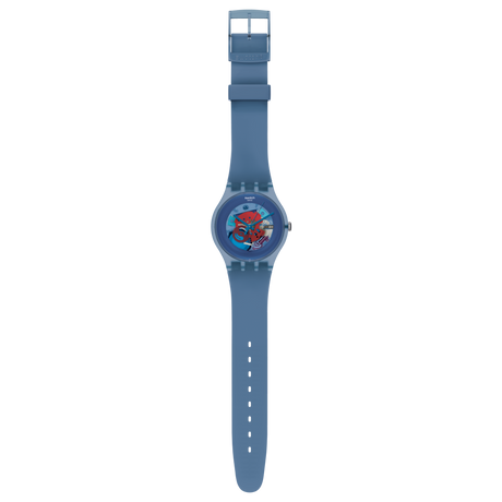 SUON102 Swatch Blue Grey Lacquered de dama pulsera de resina