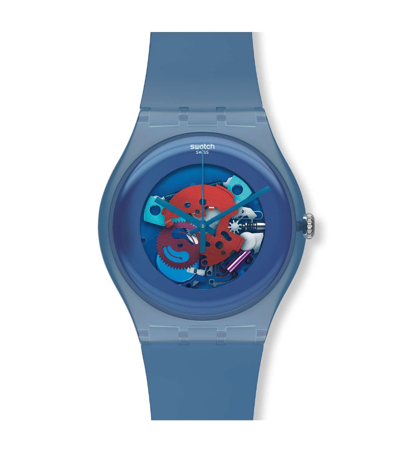 SUON102 Swatch Blue Grey Lacquered de dama pulsera de resina