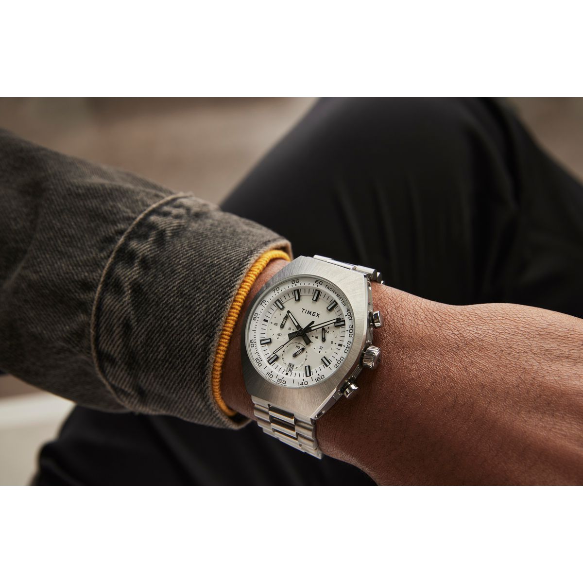 TW2W22200 Reloj Timex Legacy Tonneau de caballero pulsera de acero inoxidable 42 mm