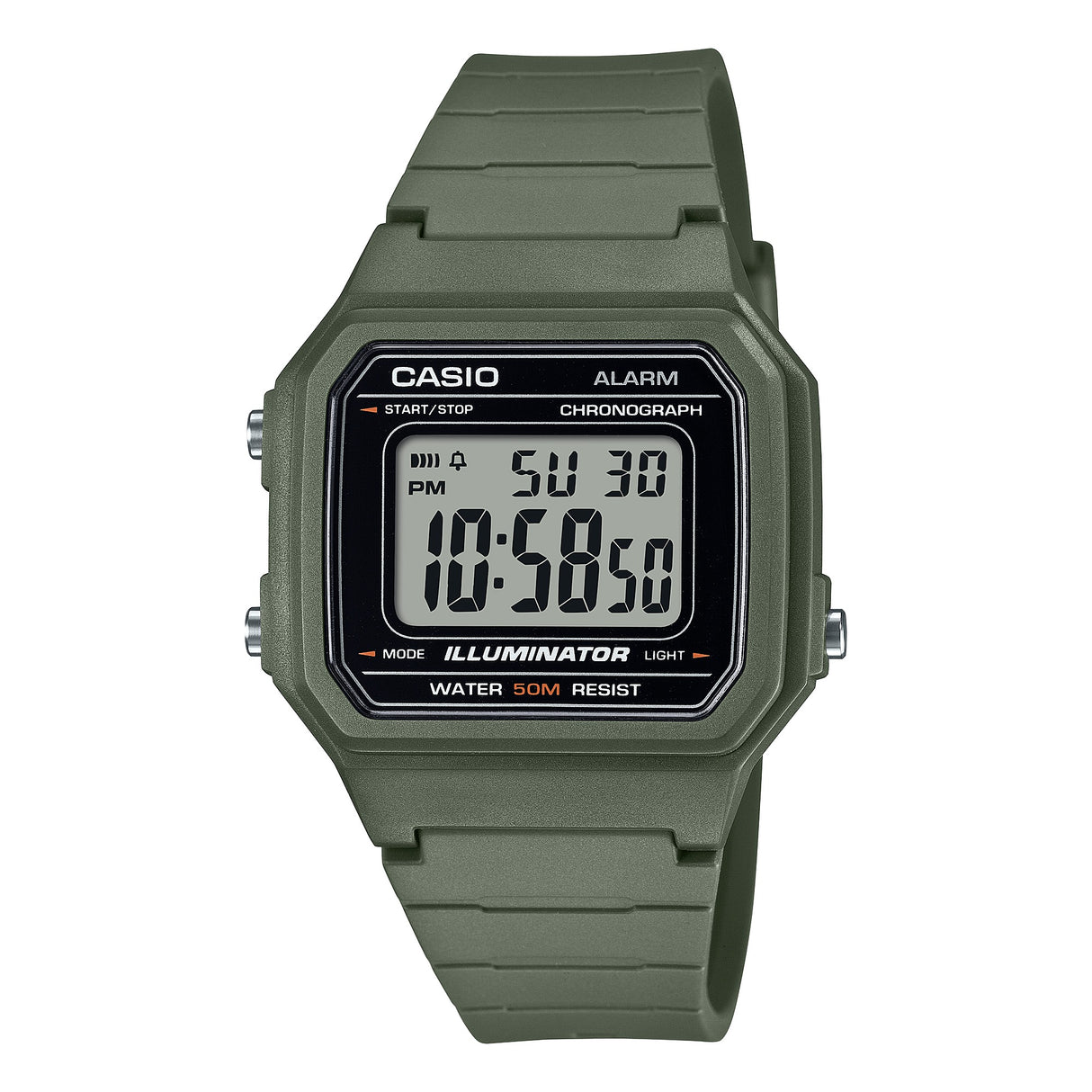W-217H-3AV Reloj Casio Digital Vintage Clásico Illuminator para Caballero con Banda de Goma