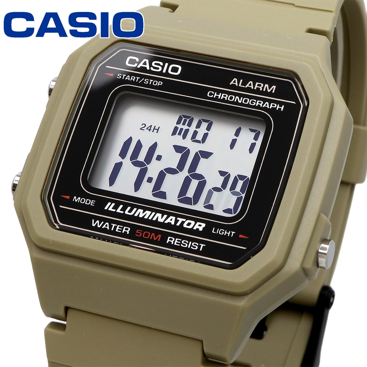 W-217H-5AV Reloj Casio Digital Vintage Clásico Illuminator para Caballero con Banda de Goma