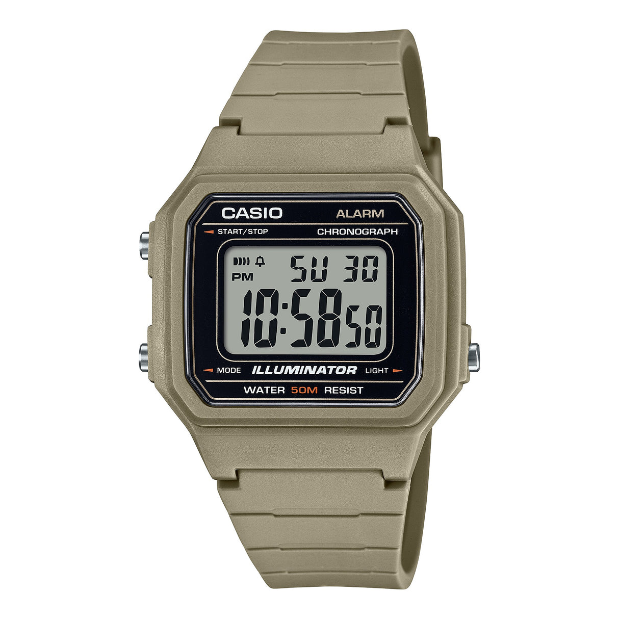 W-217H-5AV Reloj Casio Digital Vintage Clásico Illuminator para Caballero con Banda de Goma
