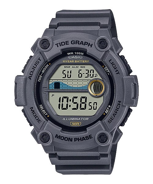 WS-1300H-8AV Reloj Casio para Hombre, Gráfica de Marea, 10 Años de Batería