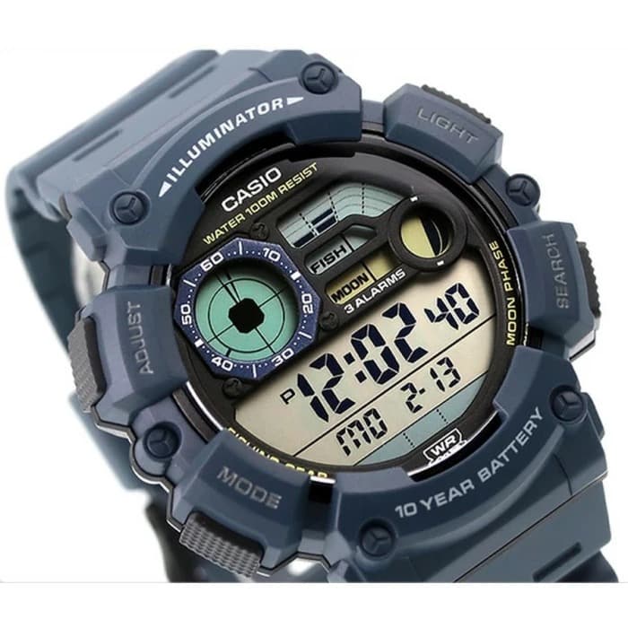 WS-1500H-2AV Reloj Casio para Hombre, Fishing Gear, Fase Lunar