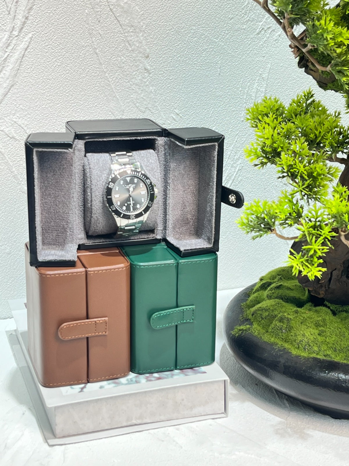 SL-006 Caja de reloj de viaje - Funda de reloj individual - piel vegano