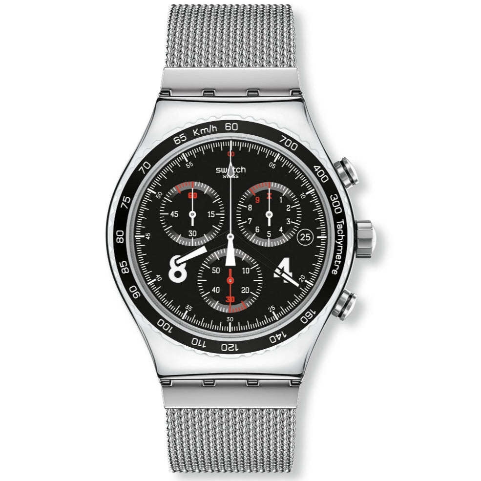 YVS401GB Reloj Swatch Blackie de hombre pulsera mesh 42mm