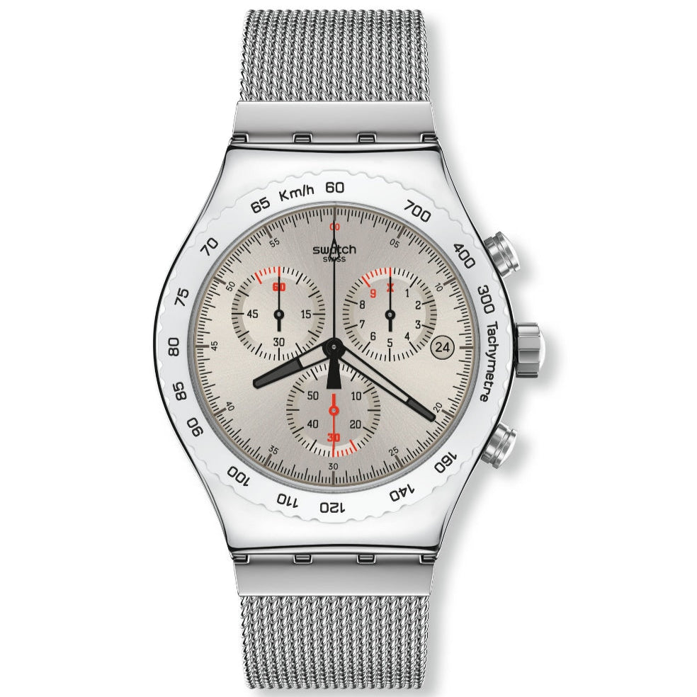 YVS405GB Reloj Swatch Silverish de hombre banda mesh