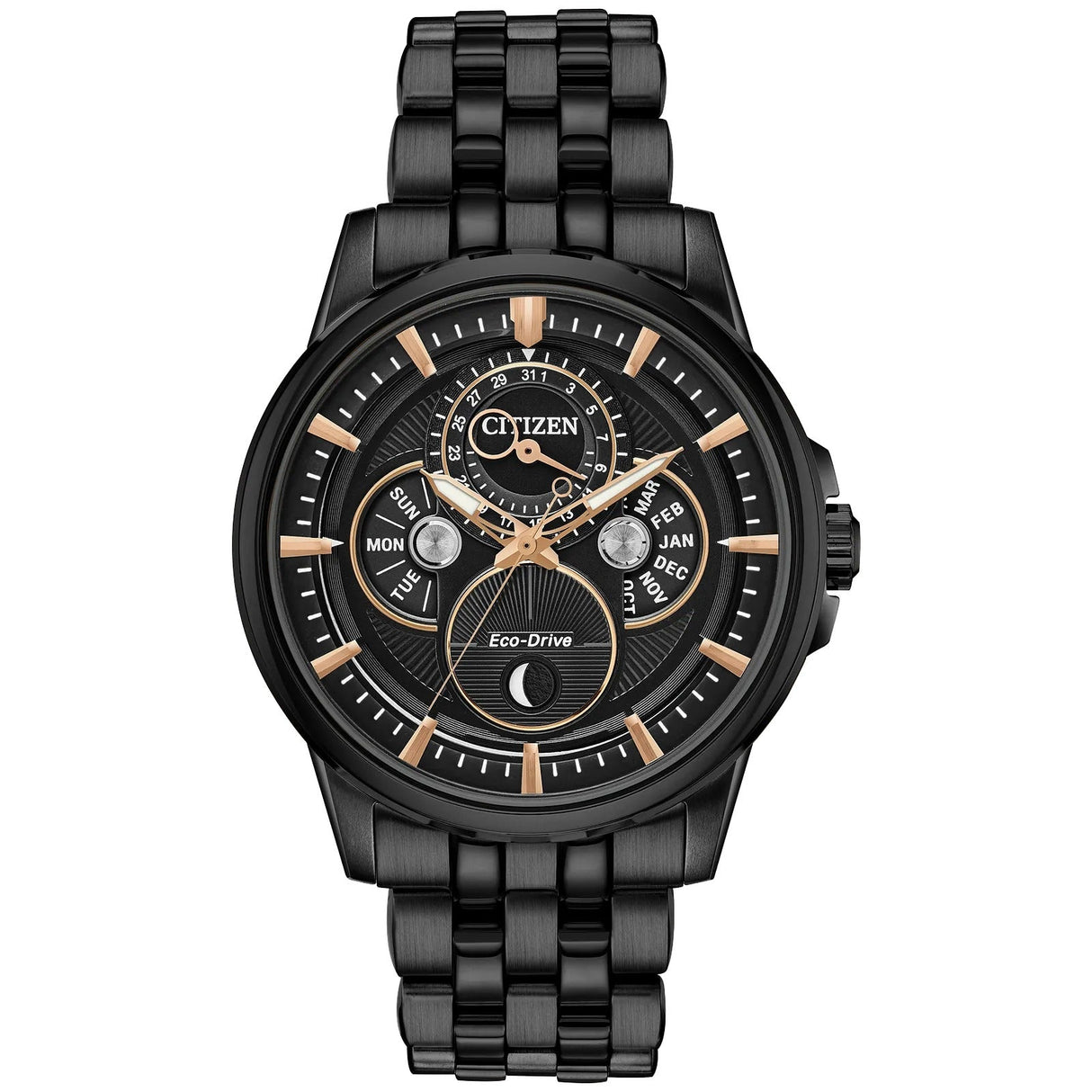 bu0057-54e Reloj Citizen Calendrier Moonphase Eco-drive de hombre pulsera de metal 44 mm