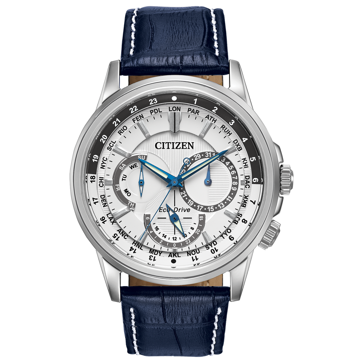 bu2020-02a Reloj Citizen Calendrier Eco-drive de hombre pulsera de cuero 44 mm