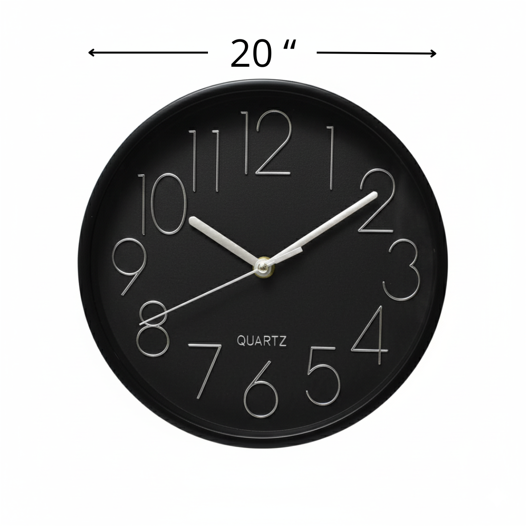 Reloj de pared análogo varios tamaños color negro