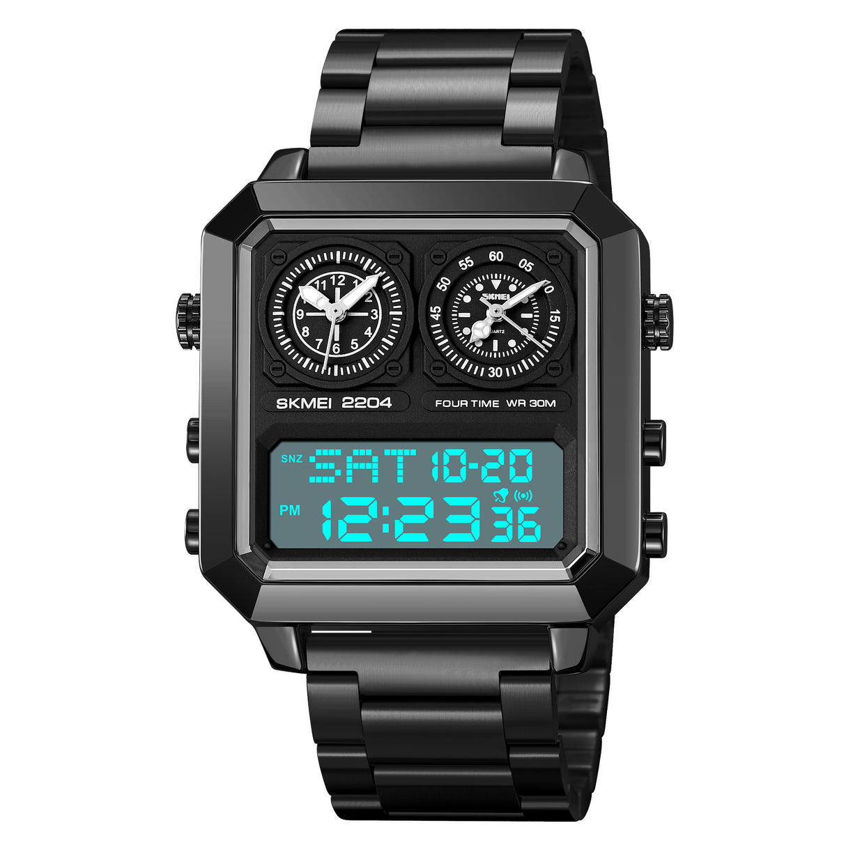 2204 Skmei Reloj para hombre pulsera de metal doble hora