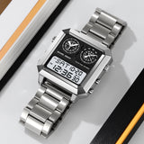 2204 Skmei Reloj para hombre pulsera de metal doble hora