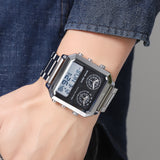 2204 Skmei Reloj para hombre pulsera de metal doble hora