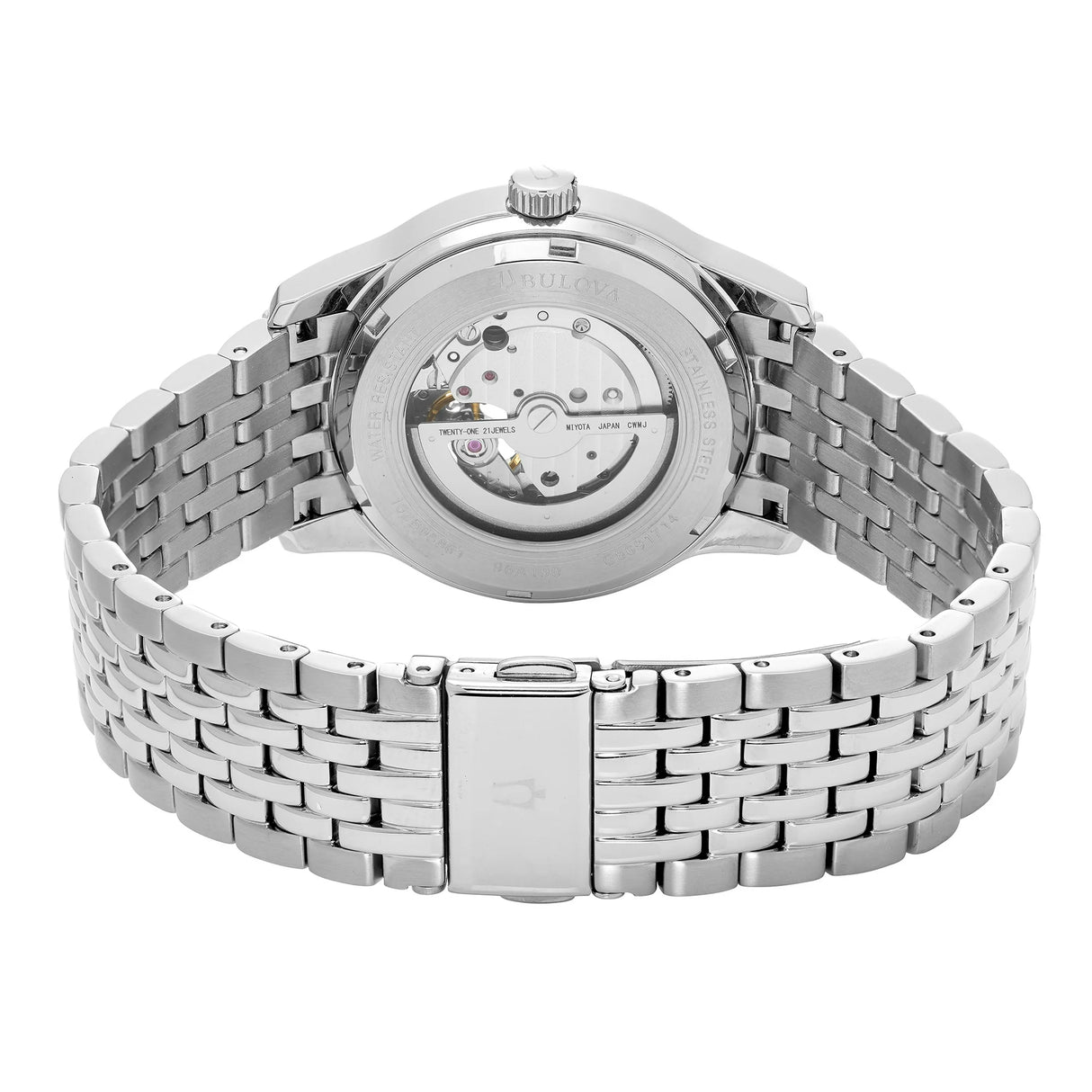 96A190 Bulova Classic Skeleton de hombre pulsera de acero inoxidable