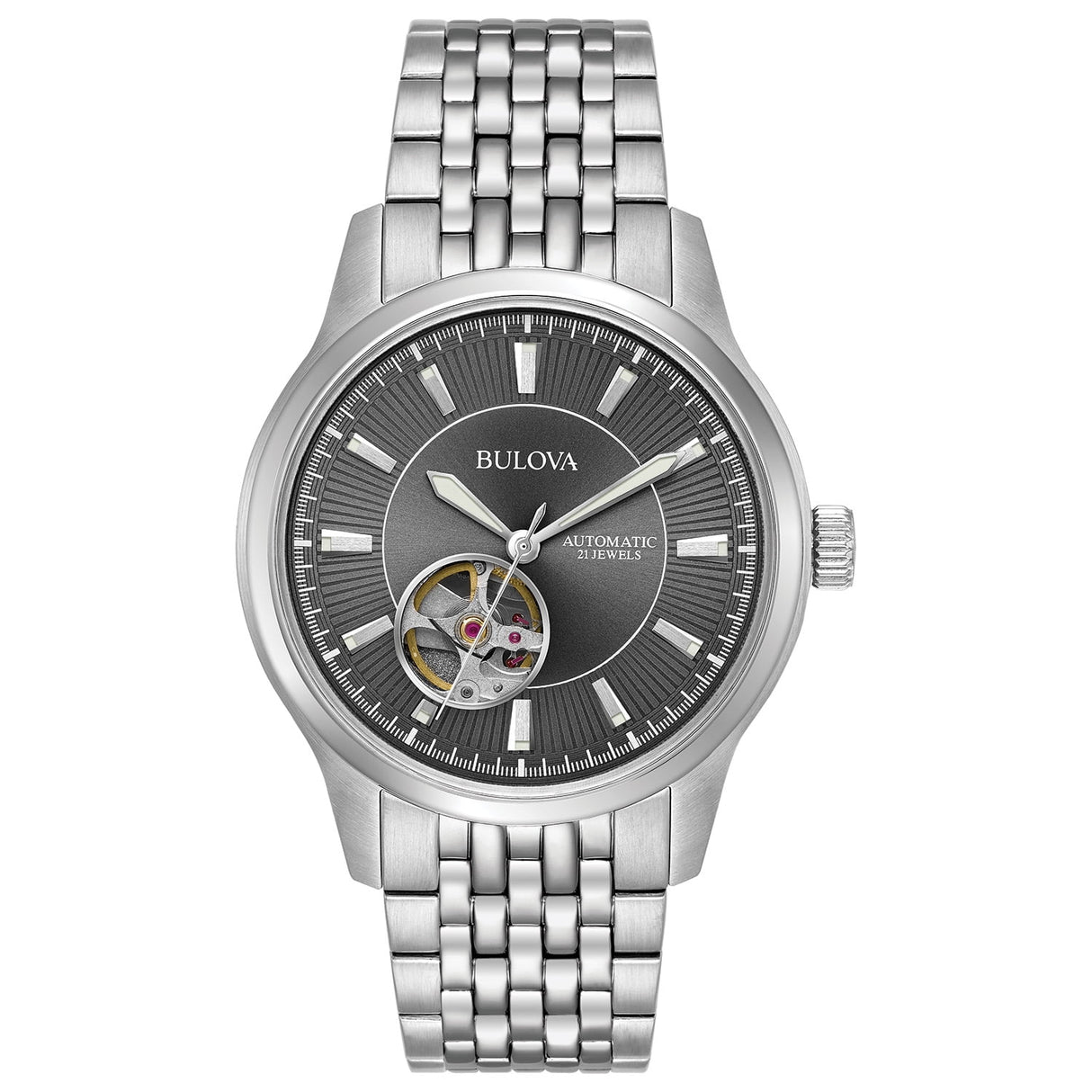 96A190 Bulova Classic Skeleton de hombre pulsera de acero inoxidable