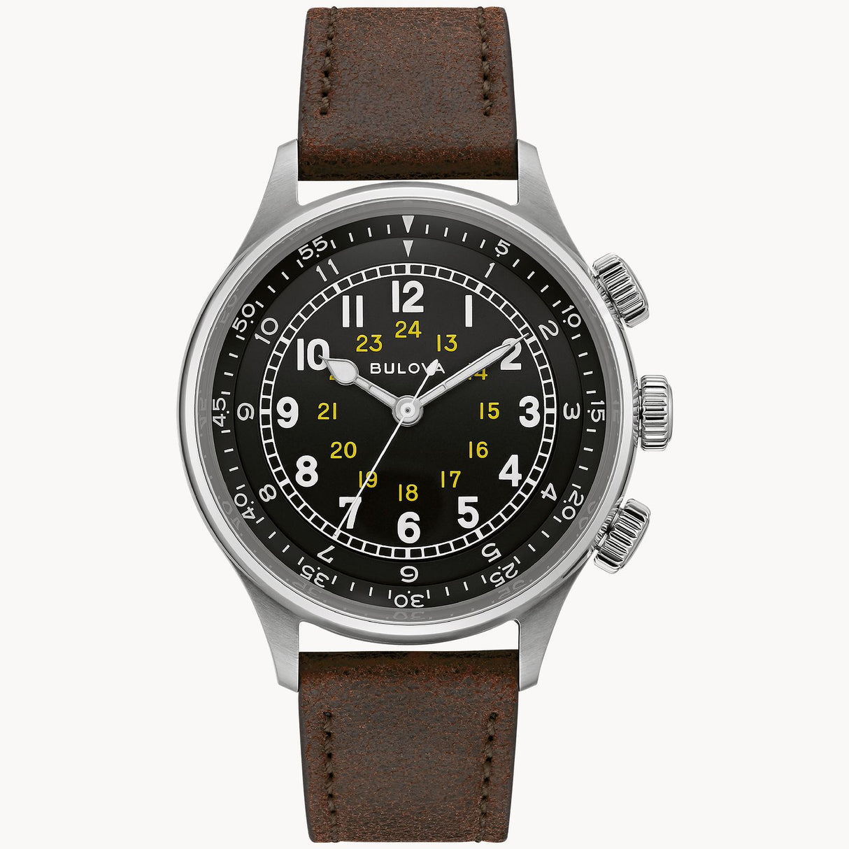 96A245 Bulova A-15 Pilot de hombre pulsera de cuero