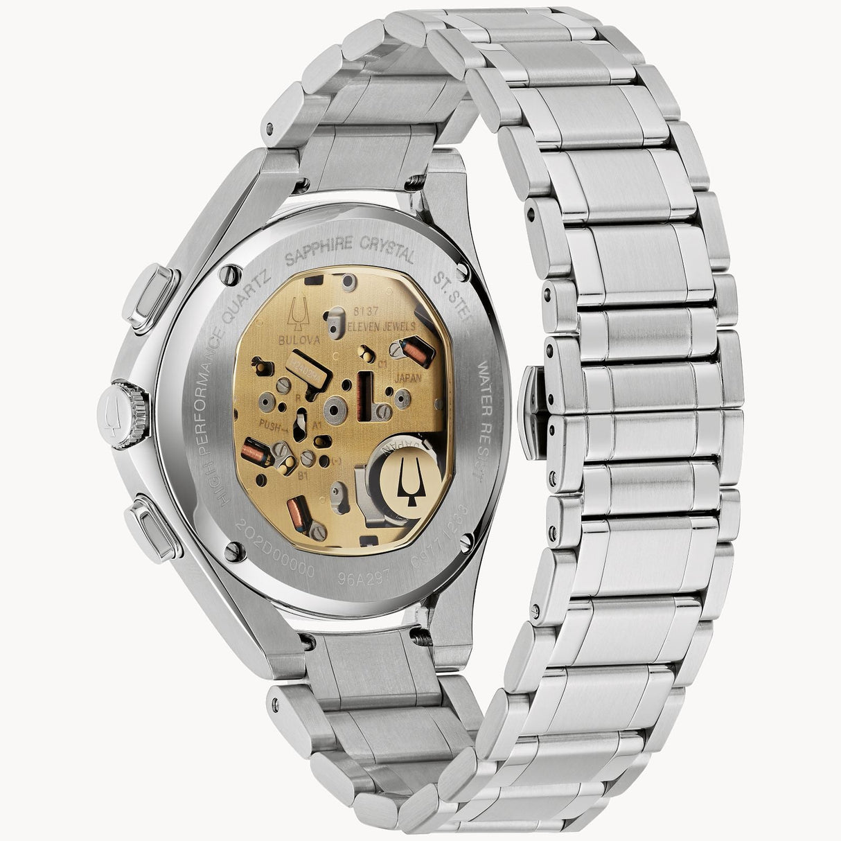 96A297 Reloj Bulova Curv de hombre banda de metal 44mm