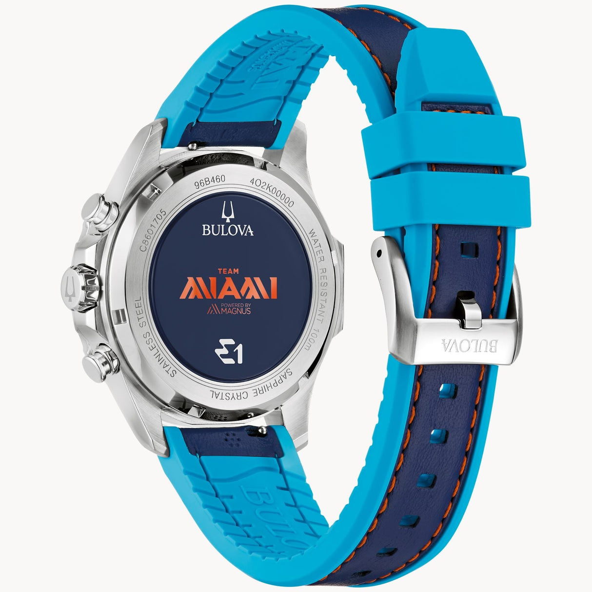 96B460 Reloj Bulova E1 Team Miami de hombre pulsera de cuero 43 mm