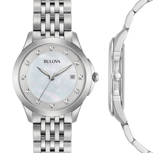 96P174 Reloj Bulova Diamond de dama pulsera de metal