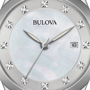 96P174 Reloj Bulova Diamond de dama pulsera de metal