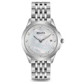 96P174 Reloj Bulova Diamond de dama pulsera de metal