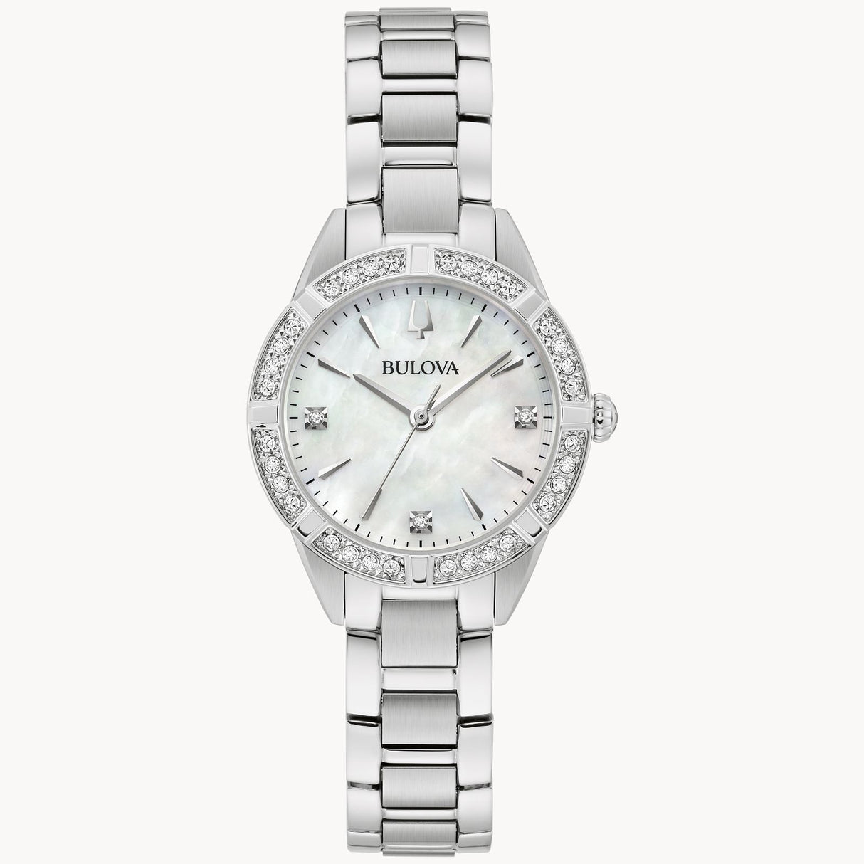 96R253 Reloj Bulova Sutton de mujer banda de acero inoxidable 28 mm