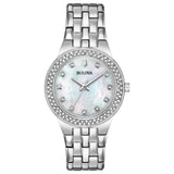 96X144 Reloj Bulova Crystal de mujer banda de metal 33 mm
