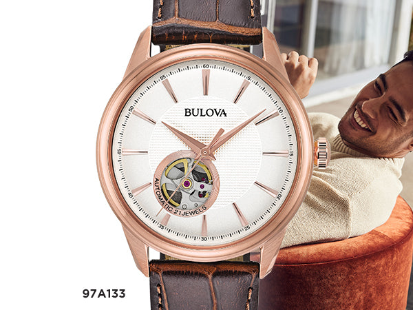 97A133 Bulova Classic de hombre correa de piel