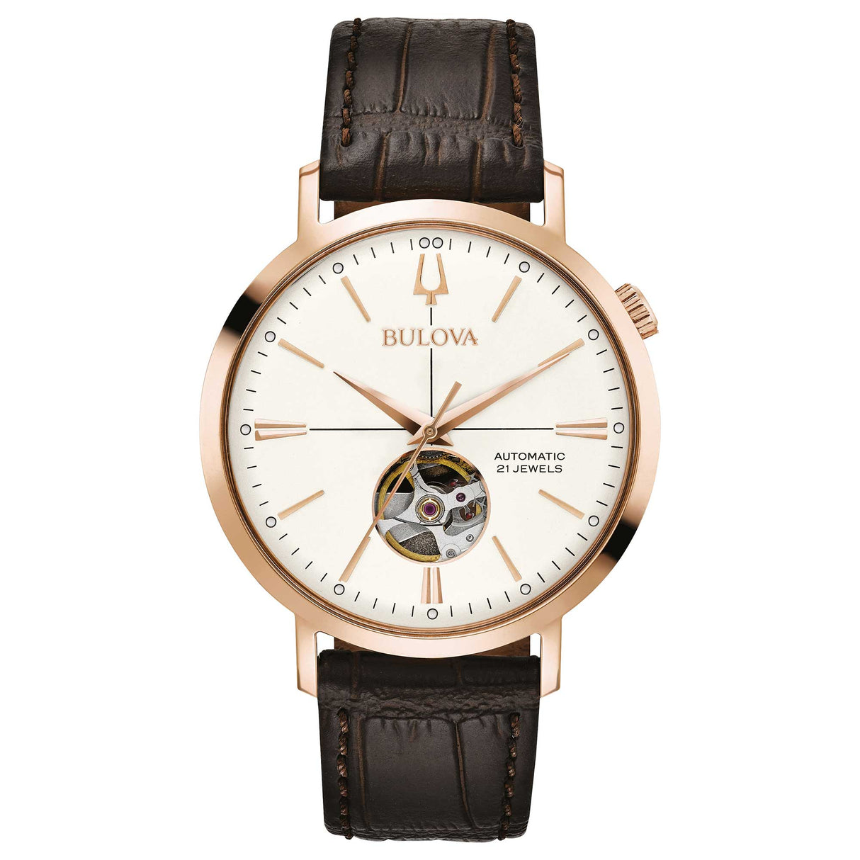 97A136 Reloj Bulova Aerojet de caballero correa de piel 41 mm