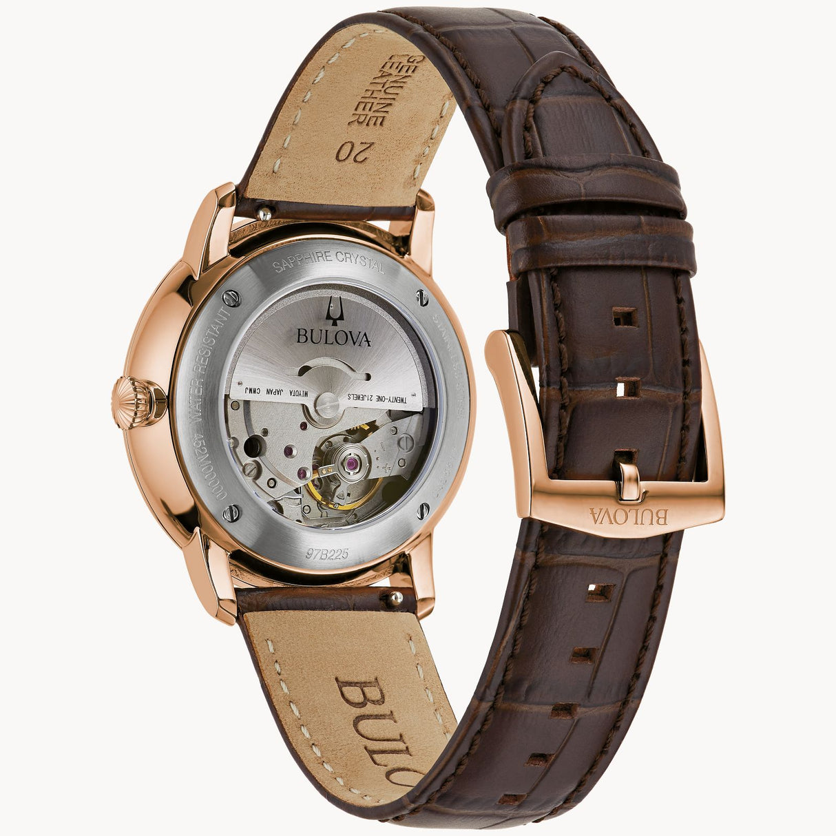 97B225 Reloj Bulova Hudson de caballero pulsera de piel 40mm